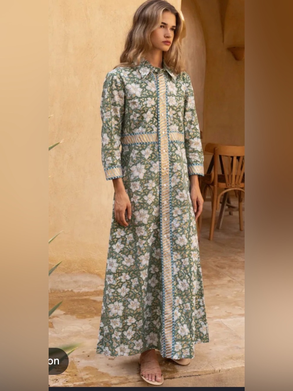 NWT Oliphant Ivy Olive Maxi Shirt Dress